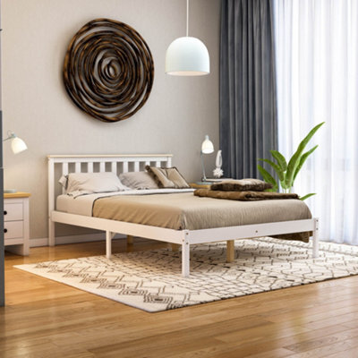 Lassic Vida Designs Milan White & Pine 4Ft6 Double Wooden Bed Frame - Low Foot End - image 1