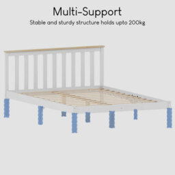 Lassic Vida Designs Milan White & Pine 4Ft6 Double Wooden Bed Frame - Low Foot End - thumbnail 6
