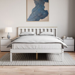 Lassic Vida Designs Milan White & Pine 4Ft6 Double Wooden Bed Frame - Low Foot End - thumbnail 2