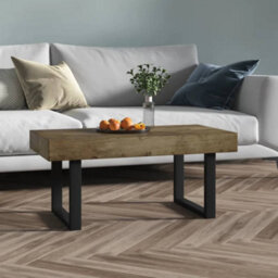 Berkfield Sturdy Coffee Table Dark Brown And Black 90X45X40 Cm Mdf And Iron - thumbnail 2