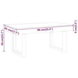 Berkfield Sturdy Coffee Table Dark Brown And Black 90X45X40 Cm Mdf And Iron - thumbnail 6