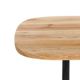 Wyld And Coco Conte Living Side Table 30Cm Round Acacia Top With White Marble-Effect Metal Base - thumbnail 3