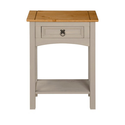Mews Corona Console Table Grey 1 Drawer Mexican Solid Pine Hall End - image 1
