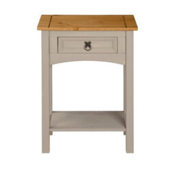 Mews Corona Console Table Grey 1 Drawer Mexican Solid Pine Hall End - thumbnail 1