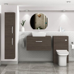 Royal Bathrooms Turin 800mm Grey Elm 1-Drawer Wall Hung Unit & 370mm Square Countertop Basin - thumbnail 2