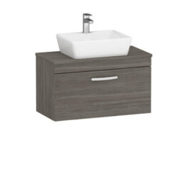 Royal Bathrooms Turin 800mm Grey Elm 1-Drawer Wall Hung Unit & 370mm Square Countertop Basin - thumbnail 4