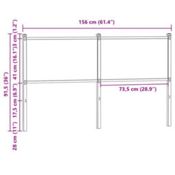 Berkfield Headboard Brown Oak 150 Cm Engineered Wood And Steel - thumbnail 7