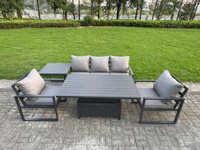 Fimous 5-Piece Aluminium Garden Furniture Sets 5 Seater Outdoor Sofa Set With Adjustable Rising Lifting Dining Table Side Table - image 1