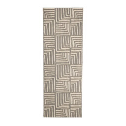Melrose Eden Patches Grey Stripes Indoor Outdoor Area Runner Rug 3mm Pile Height - 67/200Cm - thumbnail 5