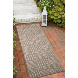 Melrose Eden Patches Grey Stripes Indoor Outdoor Area Runner Rug 3mm Pile Height - 67/200Cm - thumbnail 4