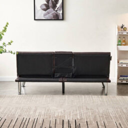 Westwood Luxury Pu Leather Manhattan Sofa Bed 3 Seater Chrome Legs Recliner Settee Brown - thumbnail 5