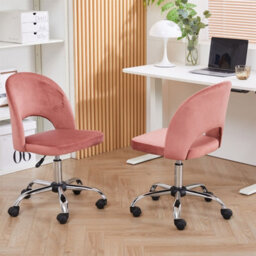 Office Chair, Padded Armless Mid Back Swivel Desk Chair With Chrome Base, 150Kg Load - 1Pcs - thumbnail 3