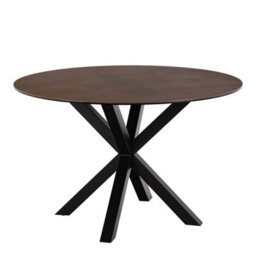 Wyld Haus Perth 119Cm Round Rusty Brown Ceramic Dining Table With Industrial Black Metal Legs - thumbnail 2
