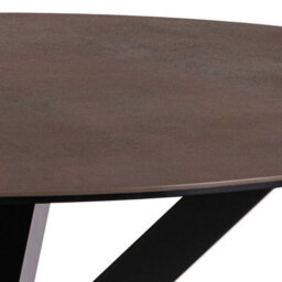 Wyld Haus Perth 119Cm Round Rusty Brown Ceramic Dining Table With Industrial Black Metal Legs - thumbnail 4