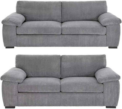 BlissFurniture Ltd Jumbo Cord Fabric 3+2 Seater Sofa For Small Spaces In Grey