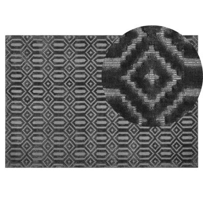 Beliani Rug Adatepe Dark Grey 140 X 200 Cm Viscose - image 1