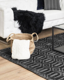 Beliani Rug Adatepe Dark Grey 140 X 200 Cm Viscose - thumbnail 2
