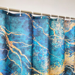 Neel Blue Shower Curtain Fabric Bathroom Curtain With 12 Curtain Hook Water-Resistant Bath Curtain 180 X 180Cm - thumbnail 2