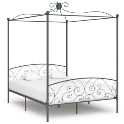 Berkfield Canopy Bed Frame Grey Metal 180X200 Cm 6Ft Super King - image 1