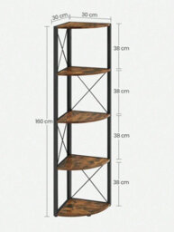 LEDREM 5-Tier Corner Shelf, Storage Shelving, Versatile For Plants Books, For Living Room Bedroom Office, Industrial - thumbnail 6
