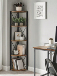 Vasagle 5-Tier Corner Shelf, Storage Shelving, Versatile For Plants Books, For Living Room Bedroom Office, Industrial