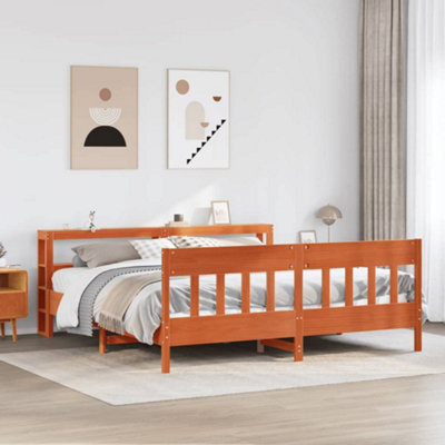 Berkfield Bed Frame Without Mattress Wax Brown 180X200 Cm Super King Solid Wood Pine - image 1