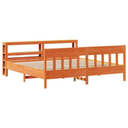 Berkfield Bed Frame Without Mattress Wax Brown 180X200 Cm Super King Solid Wood Pine - thumbnail 3