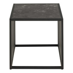 Wyld Haus Porto Black Metal Side Table With Stone-Effect Top 400mm Square - thumbnail 4