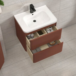 Royal Bathrooms Venice 800mm Terracotta Clay Wall Hung Bathroom Vanity Unit 2 Drawer With Ceramic Basin - 1 Tap Hole Basin - thumbnail 4