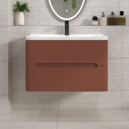 Royal Bathrooms Venice 800mm Terracotta Clay Wall Hung Bathroom Vanity Unit 2 Drawer With Ceramic Basin - 1 Tap Hole Basin - thumbnail 1