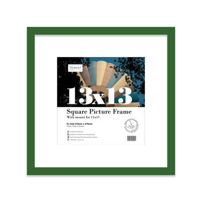 "13X13"" Green Picture Frame - 13X13"" Square Frame With 11X11"" Mount For 13X13""/11X11"" Pictures Vintage Style Thin Edge, 1 Pack" - image 1