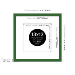 "13X13"" Green Picture Frame - 13X13"" Square Frame With 11X11"" Mount For 13X13""/11X11"" Pictures Vintage Style Thin Edge, 1 Pack" - thumbnail 2
