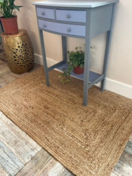 Second Nature Online Dhaka Rustic Area Rug Hand Woven Mat With Natural Fibre Indian Jute Flat Pile - Large Medium Small & Runner Neutral Floor Covering - thumbnail 1