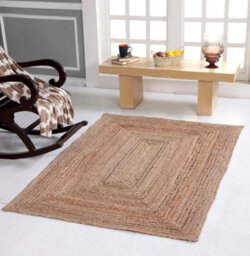 Second Nature Online Dhaka Rustic Area Rug Hand Woven Mat With Natural Fibre Indian Jute Flat Pile - Large Medium Small & Runner Neutral Floor Covering - thumbnail 6