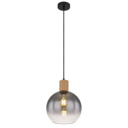 Luminosa Lighting Luminosa Moitas Dome Pendant Ceiling Light Matt Black Smoke Glass Shade 1X E27 - thumbnail 1