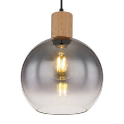 Luminosa Lighting Luminosa Moitas Dome Pendant Ceiling Light Matt Black Smoke Glass Shade 1X E27 - thumbnail 3