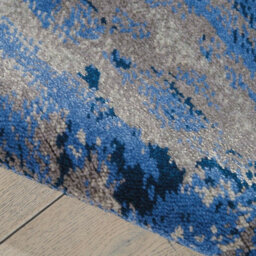 Twilight Blue Funky Luxurious Modern Easy To Clean Abstract Viscose Wool Rug For Living Room, Bedroom - 259Cm X 351Cm - thumbnail 3