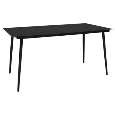 Berkfield Garden Dining Table Black 190X90X74 Cm Steel And Glass - image 1