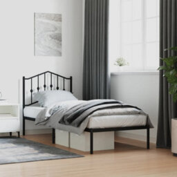 Berkfield Metal Bed Frame Without Mattress With Headboard Black 80X200Cm - thumbnail 1