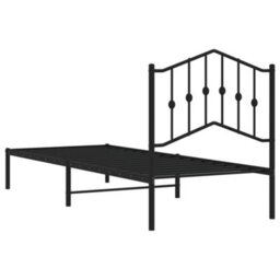 Berkfield Metal Bed Frame Without Mattress With Headboard Black 80X200Cm - thumbnail 7