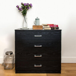Home Treats Black Chest Of 4 Drawers Anti Bowing  Support 75 X 72 X 36 Cm - thumbnail 1
