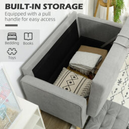 Homcom Compact Loveseat Sofa 2 Seater Sofa With Wood Legs, Light Grey - thumbnail 4