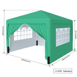 Sundaze Garden Pop Up Gazebo Party Tent Camping Marquee Canopy With 4 Sidewalls Carrying Bag Green 3X3M - thumbnail 2