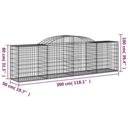 Berkfield Arched Gabion Baskets 4 Pcs 300X50X80/100 Cm Galvanised Iron - thumbnail 6