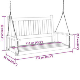 Walplus Garden Swing Bench With Metal Chains Brown Solid Wood Fir - thumbnail 8