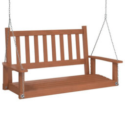 Walplus Garden Swing Bench With Metal Chains Brown Solid Wood Fir - thumbnail 2