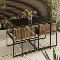 Nöa & Nani Noa & Nani Garden Table With 2 Armchairs In Black & Rattan Jari - thumbnail 2