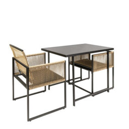 Nöa & Nani Noa & Nani Garden Table With 2 Armchairs In Black & Rattan Jari - thumbnail 6
