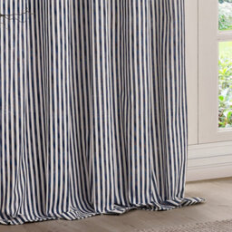Yard Hebden Striped Cotton Blackout Pencil Pleat Curtains, Navy, (W) 117 X (D) 183Cm - thumbnail 5