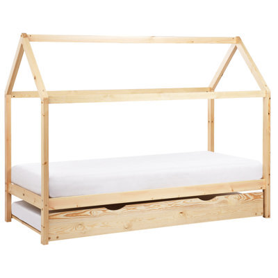 Beliani Kids Trundle Bed Pine Wood Crillon 90 X 200 Cm (Eu Single) Light Brown - image 1